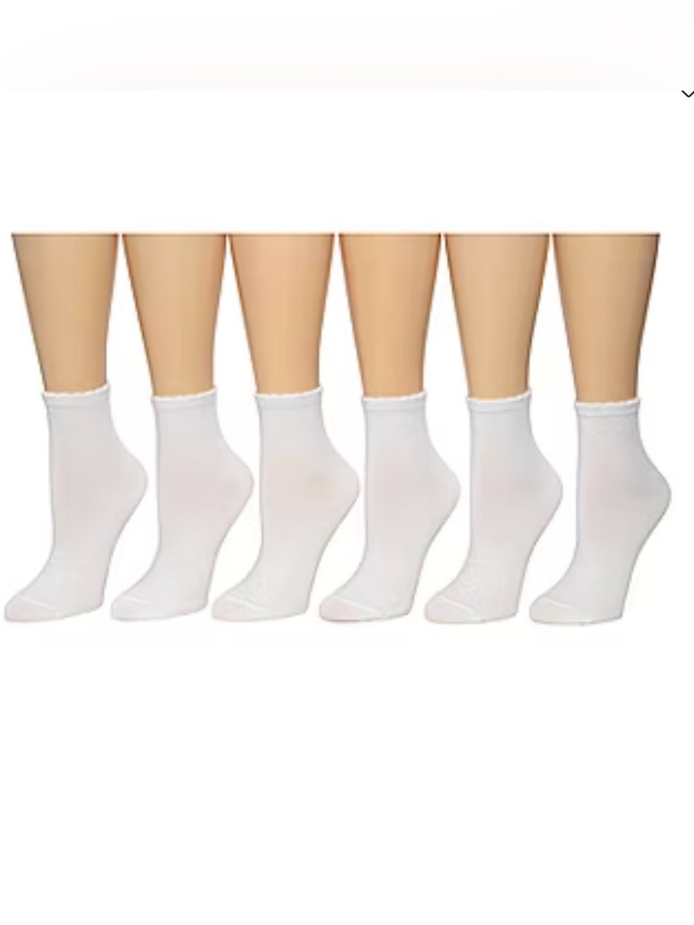 NWT Six Pair Women’s White Cuddl Duds Ankle Socks Shoe Size 4-10